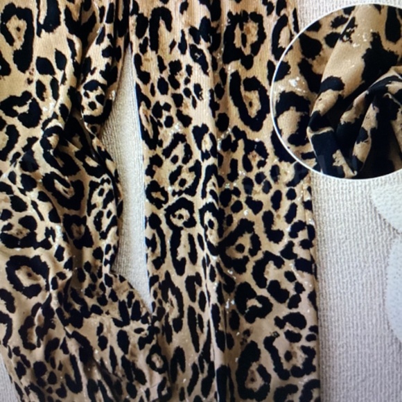 Plus Size Leopard Print.Wide Leg Pants (Brown ) - Picture 2 of 10